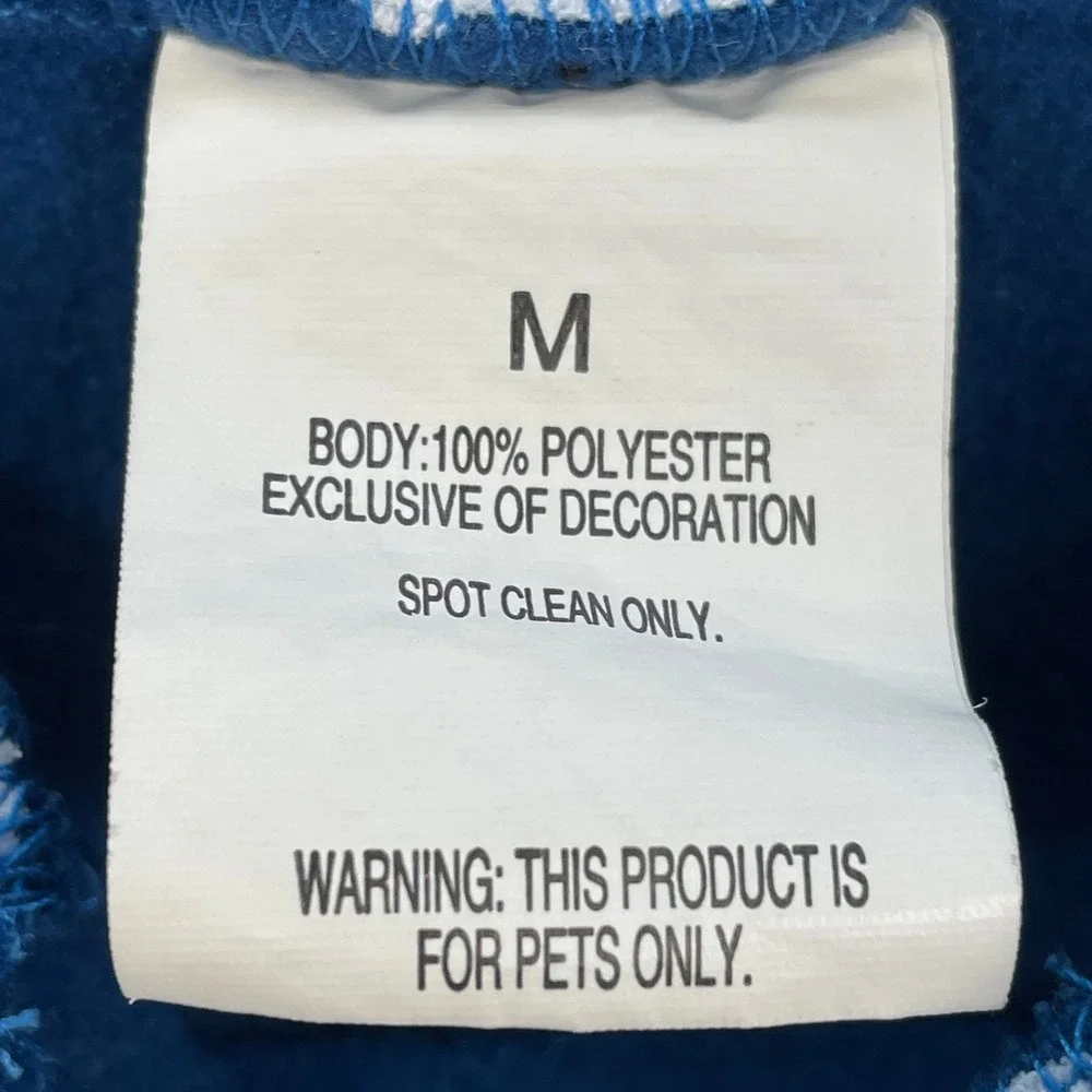 Blue Snowflake Dog Sweatshirt Pet Winter Warm Apparel Size M